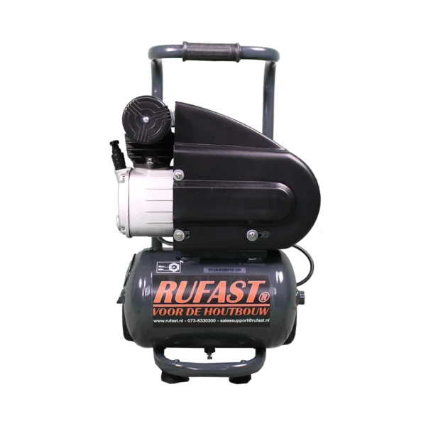 RFVA-COMP10-220 fluistercompressor – stille luchtcompressor met 10L tank, 8 bar en 220 L/min. Compact, professioneel en krachtig.